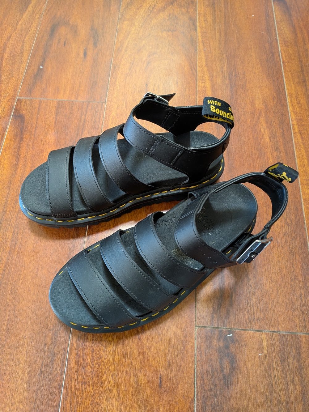 Dr. Martens Black Leather Blaire Athena leather strap sandals